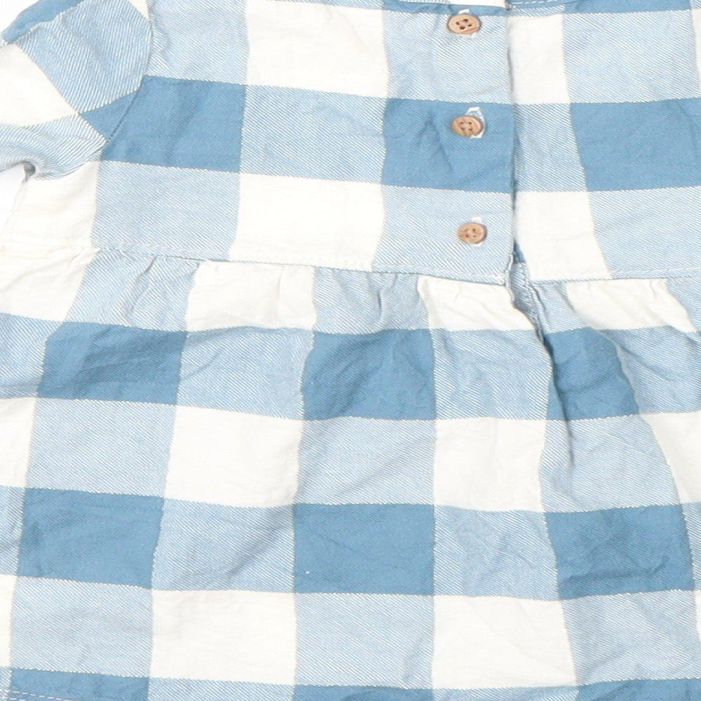 F&F Girls Blue Check Basic T-Shirt Size 6-9 Months