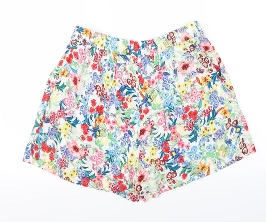 Preworn Womens White Floral Hot Pants Shorts