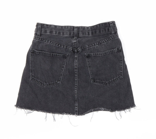Bershka Womens Grey Denim Mini Skirt Size 8