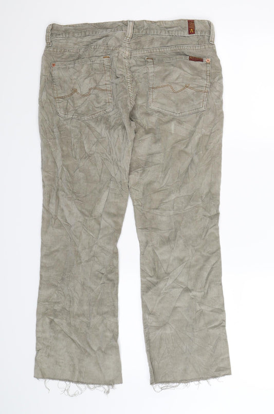 7 For All Mankind Womens Grey Corduroy Cropped Trousers Size 10 L25 in