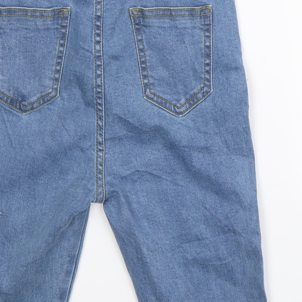 Preworn Womens Blue Denim Bermuda Shorts Size 8 - Distressed