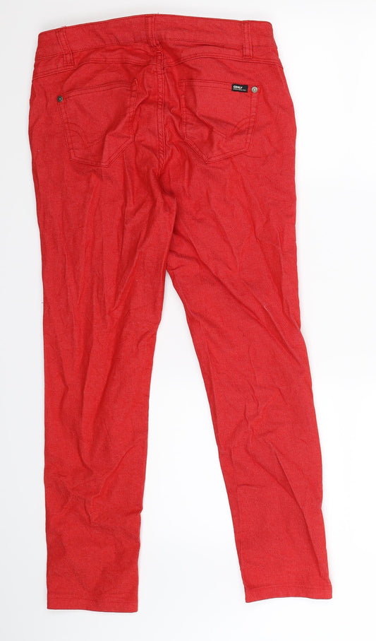 Only Womens Red Denim Skinny Jeans Size 12 L27 in