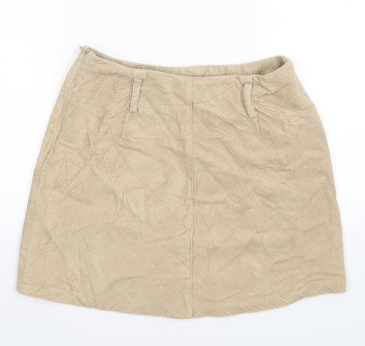 Denim Co Womens Beige Corduroy A-Line Skirt Size 10