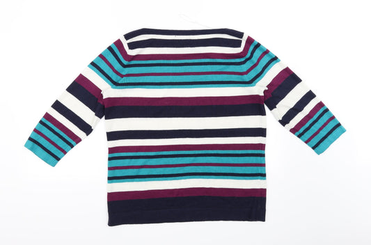 Soon Womens Black Striped Pullover Jumper Size 16