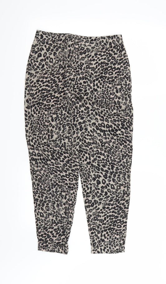Miss Selfridge Womens Brown Animal Print Trousers Size 8 L24 in