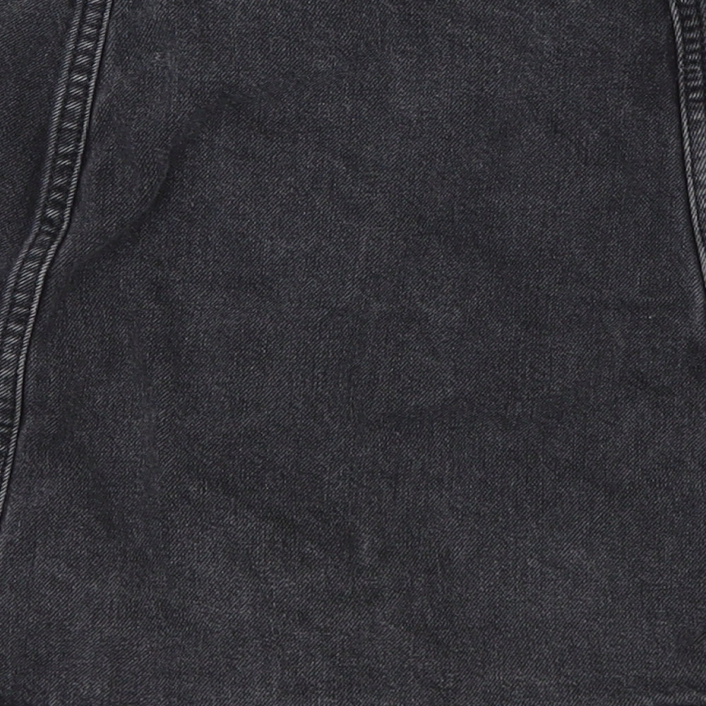 Topshop Womens Black Denim A-Line Skirt Size 30