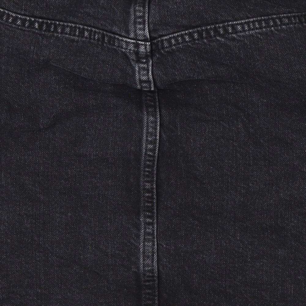 Topshop Womens Black Denim A-Line Skirt Size 8