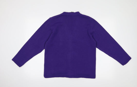 Florida Collection Womens Purple Cardigan Jumper Size M