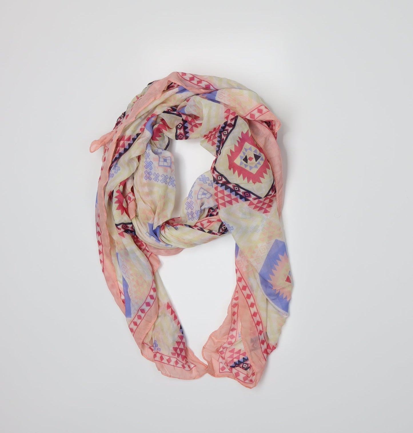 Preworn Womens Yellow Geometric Scarf