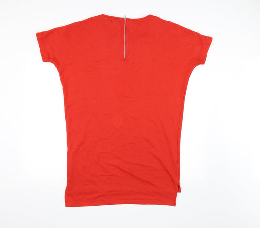 Monki Womens Red Basic T-Shirt Size S - Longline