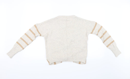 Yes Lola Womens Beige Striped Pullover Jumper Size S