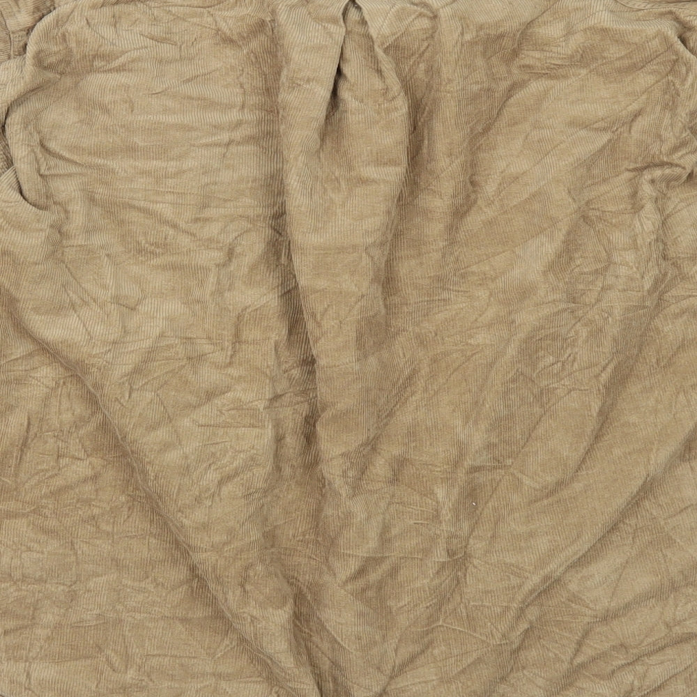 Preworn Mens Beige Corduroy Button-Up Size M