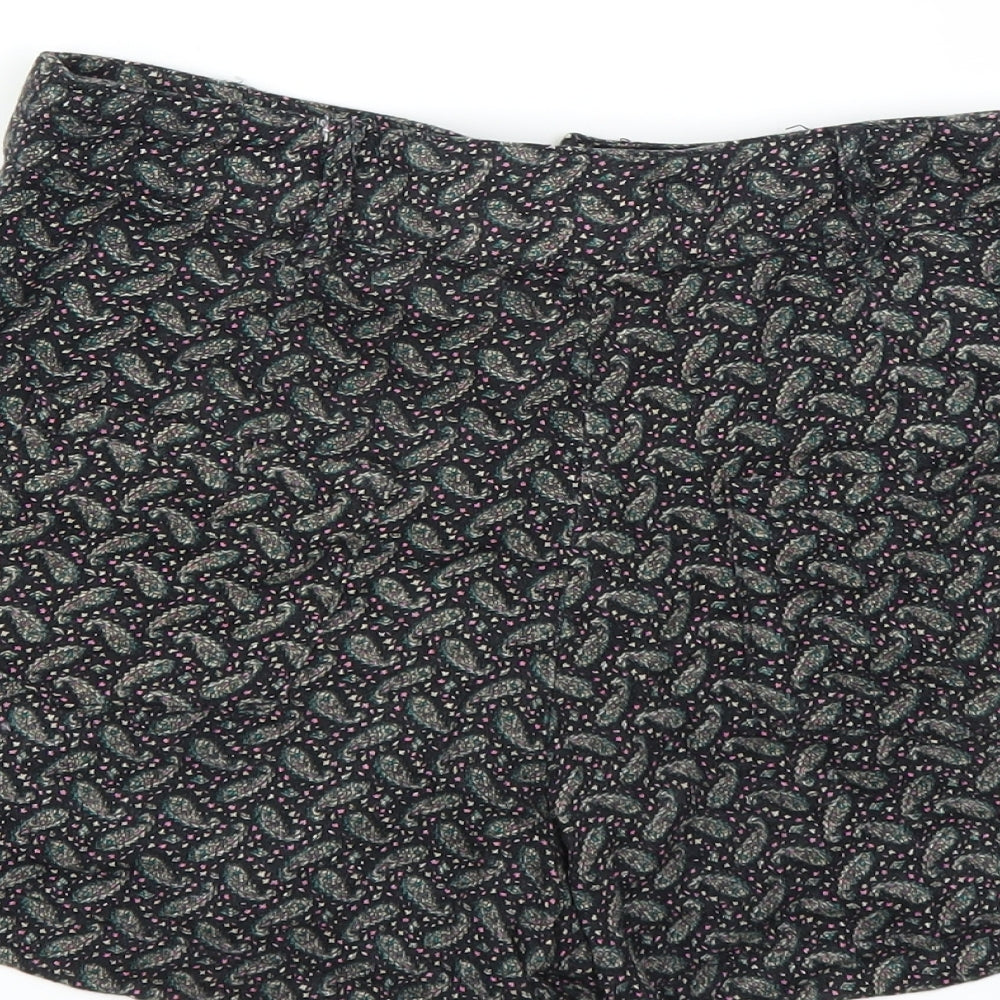 Brand and care label for Lucca Couture women’s black paisley hot pants shorts, size S