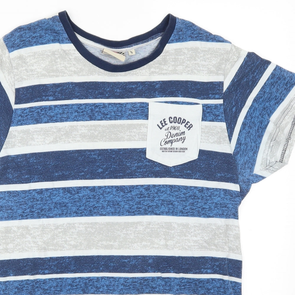 Lee Cooper Mens Blue Striped T-Shirt Size S