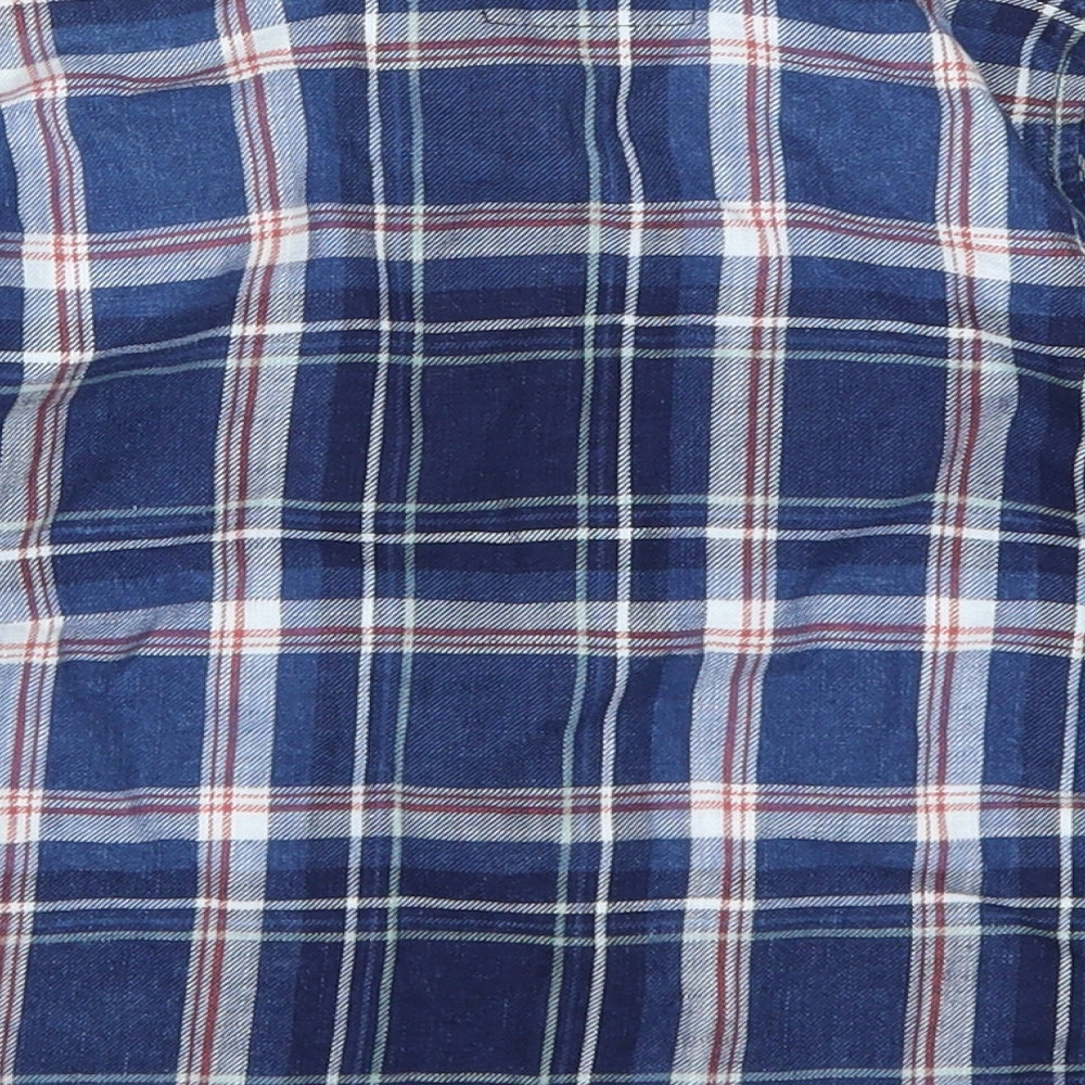 Brand and care label for Kids boys’ blue check flannel basic casual, size 3, years
