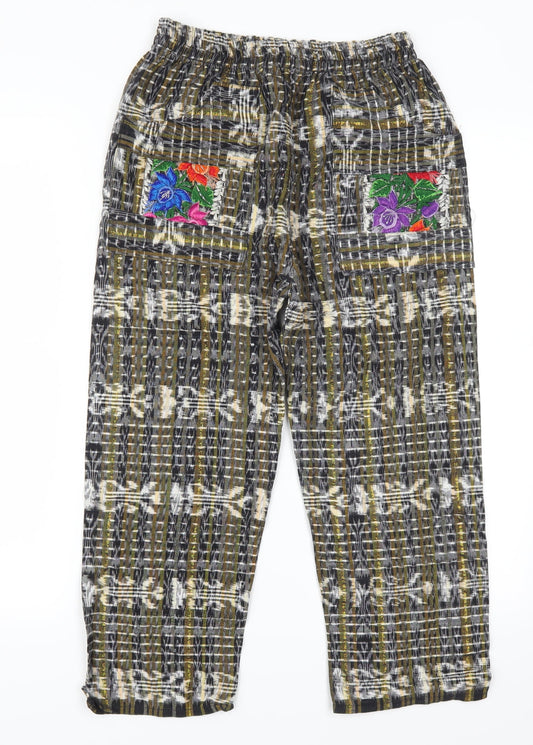 Preworn Womens Gold Check Trousers Size 25 L20 in - Flowers