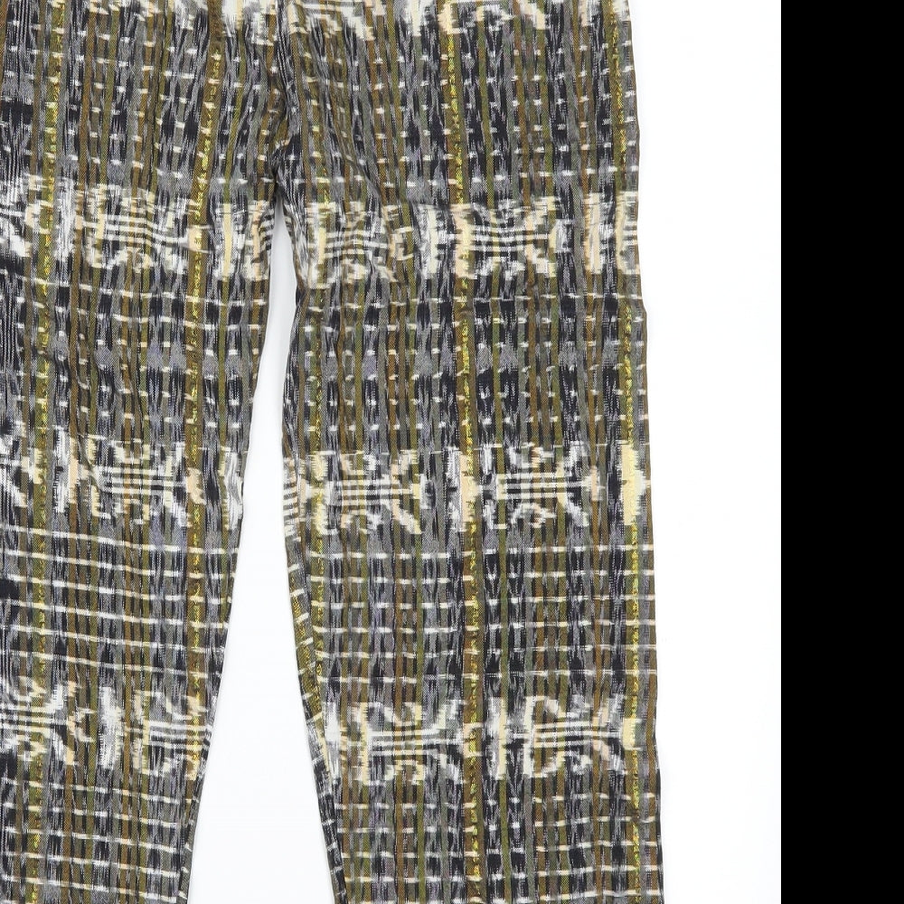 Preworn Womens Gold Check Trousers Size 25 L20 in - Flowers