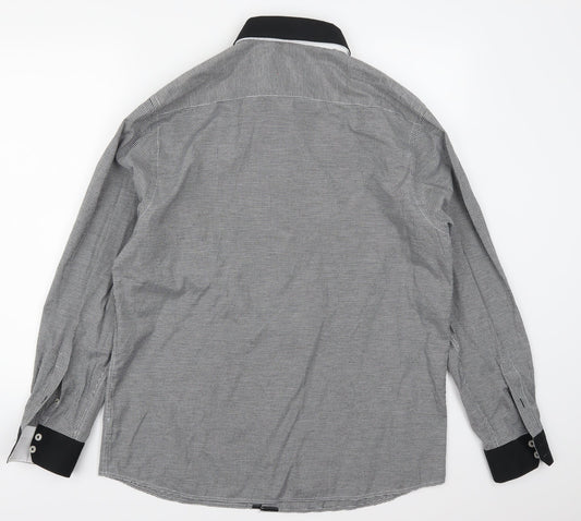 Arthur George Mens Grey Check Button-Up Size L