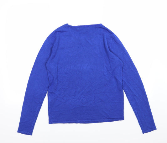 Pure & Natural Womens Blue Knit Pullover Jumper Size 10 - beaded