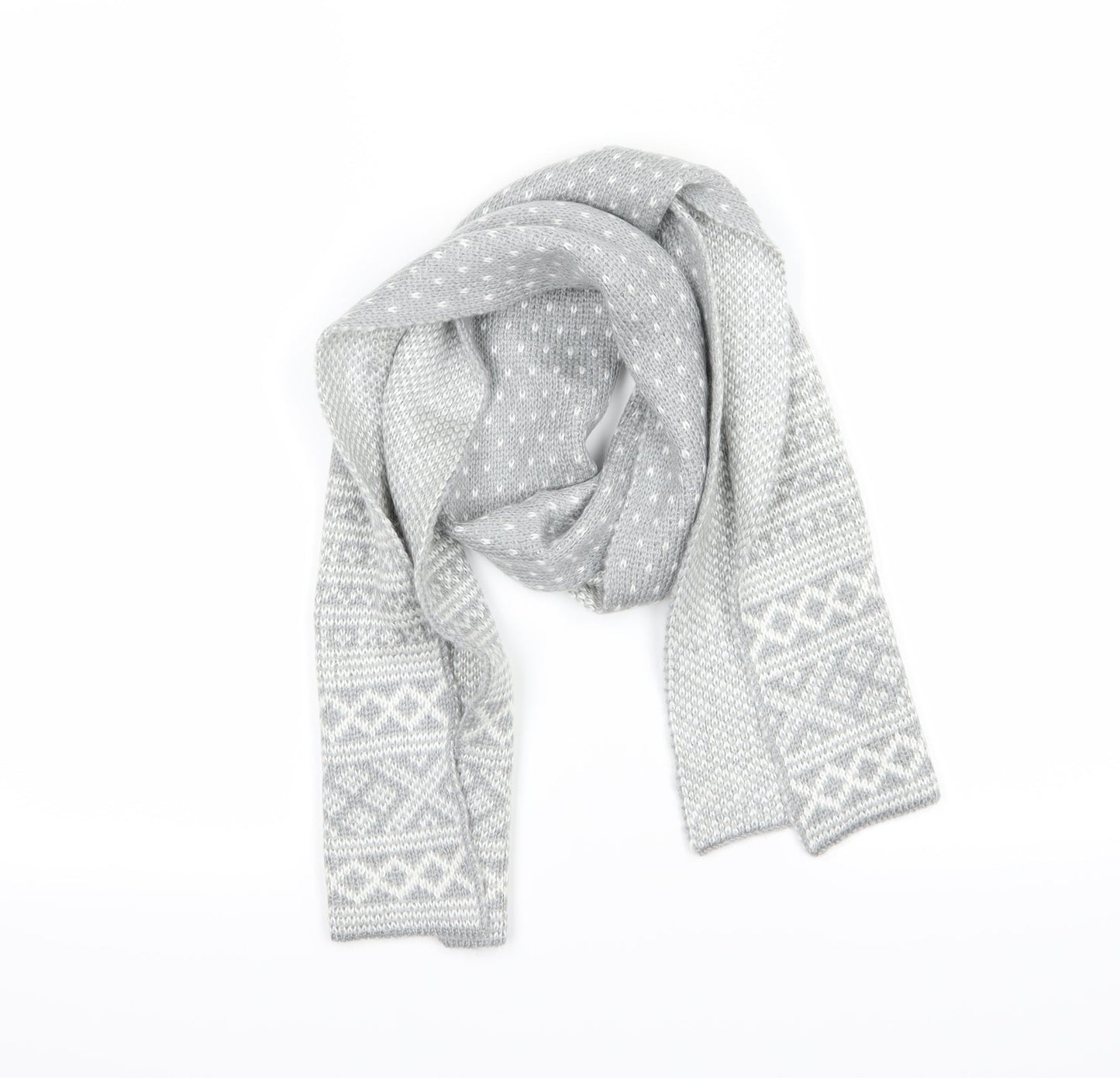 Tom Franks Womens Grey Geometric Knit Scarf