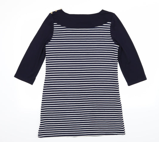 Lakeland Womens Blue Striped Jersey T-Shirt Dress Size M