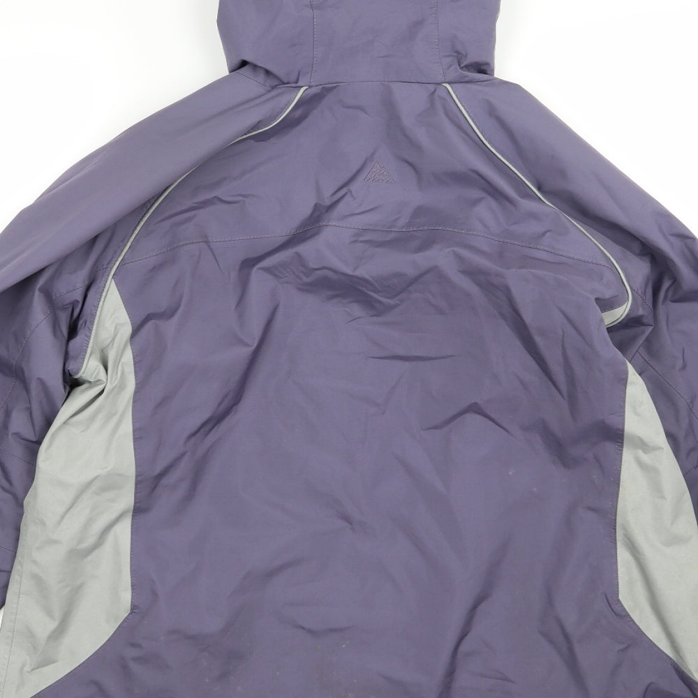 Brand and care label for One valley women’s purple rain coat jacket, size M