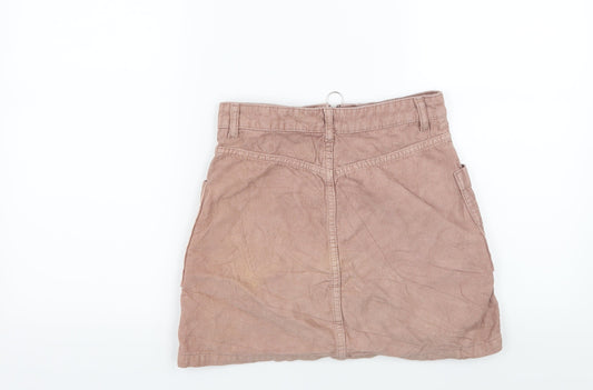 Topshop Womens Pink Corduroy A-Line Skirt Size 6