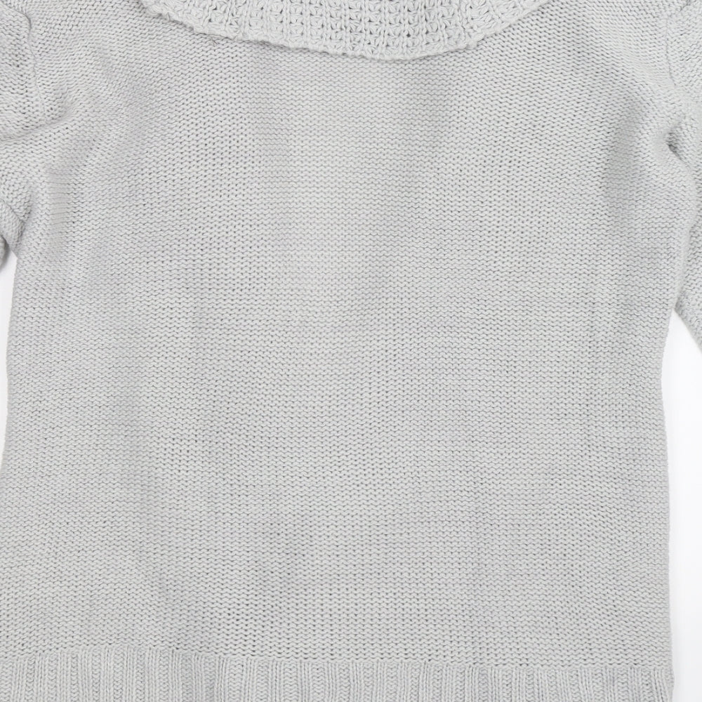 Preworn Womens Grey Knit Cardigan Jumper Size XL