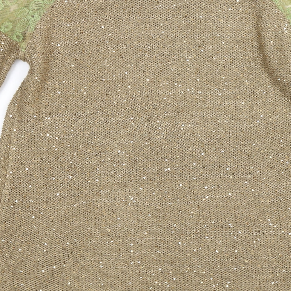 Top Orange Womens Beige Knit Pullover Jumper Size L