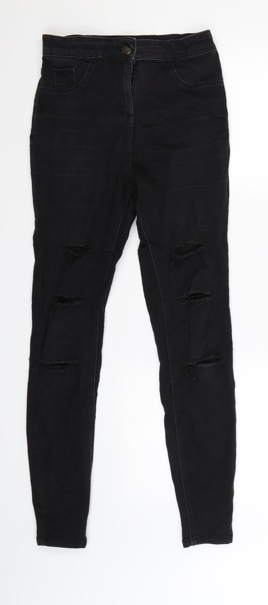 Additional front view of Matalan women’s black denim jegging jeans, size UK 10, 28-inch leg