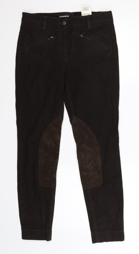 Additional front view of Cambio women’s black denim skinny jeans, size UK 8, 27-inch leg