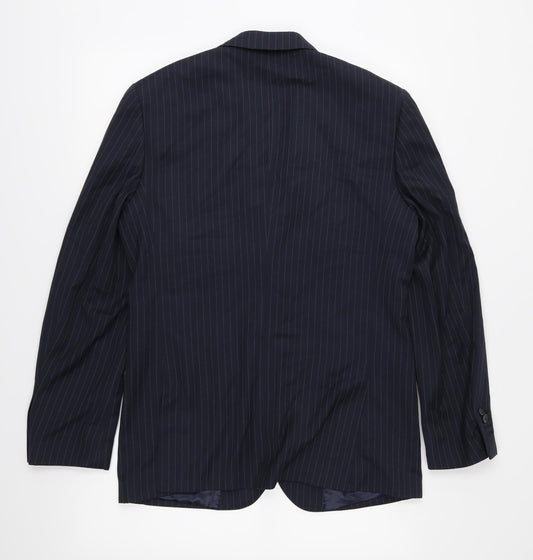 Alessandro Reale Mens Blue Striped Jacket Suit Jacket Size 38