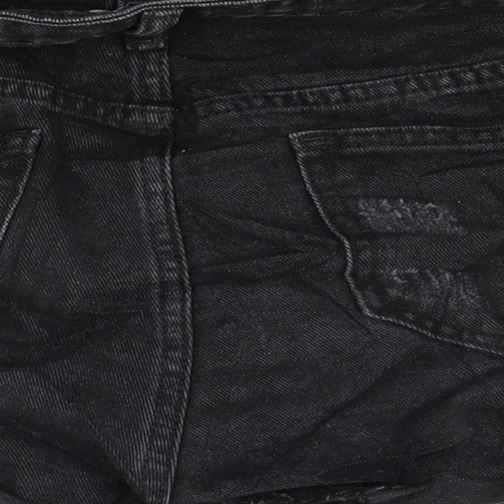PRETTYLITTLETHING Womens Black Denim Cut-Off Shorts Size 8