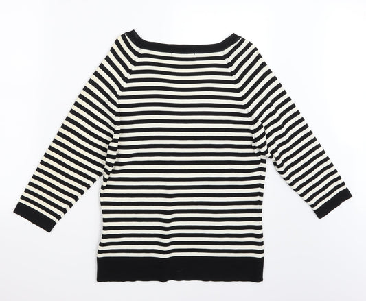 Joella Di Marco Womens White Striped Pullover Jumper Size L