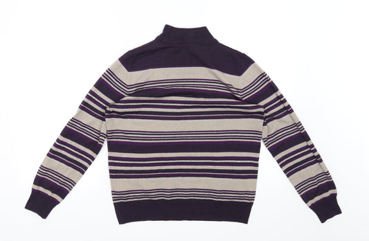 Classic Womens Purple Striped Pullover Jumper Size 10