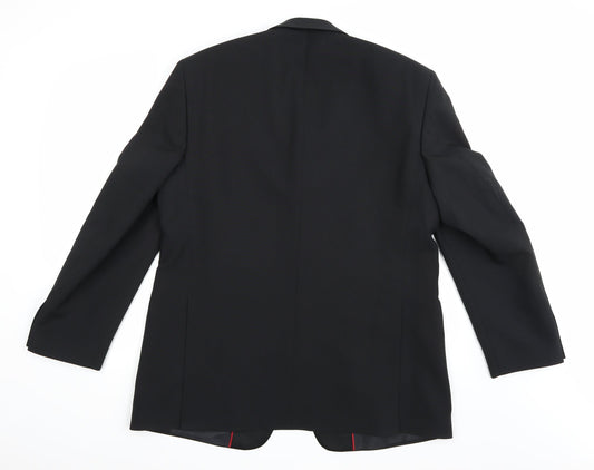1860 Menswear Mens Black Rayon Jacket Suit Jacket Size 42