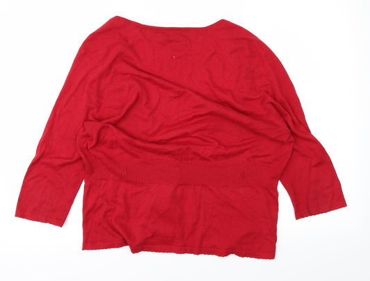 Xanaka Womens Red Cardigan Jumper Size L