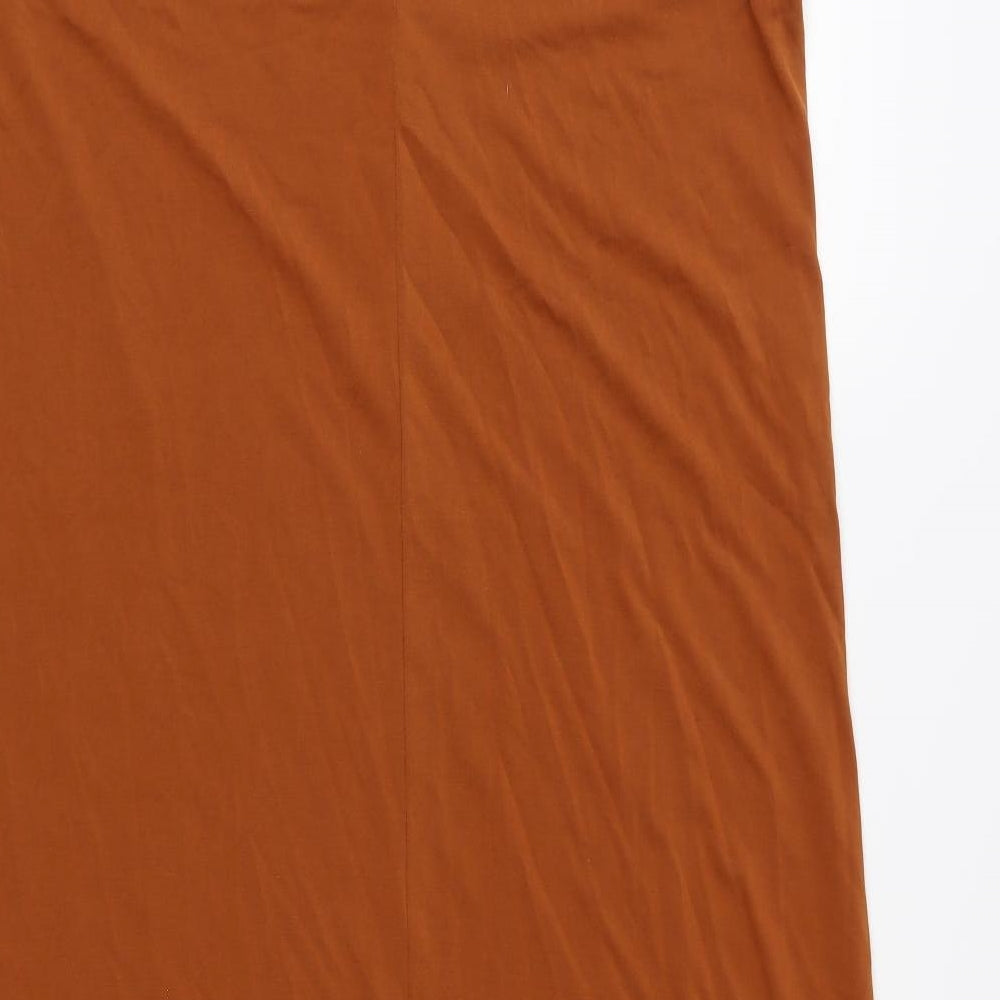 Brand and care label for Forever 21 women’s orange a-line, size M