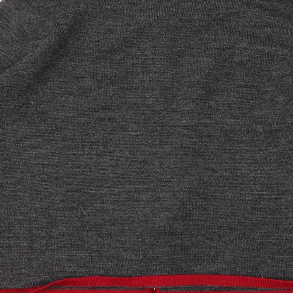 Brand and care label for ameranto women’s grey cardigan jumper, size S