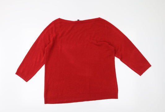Love knitwear Womens Red Pullover Jumper Size 16