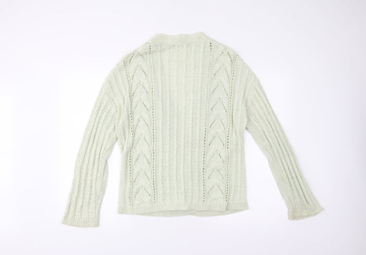 M&S Womens Green Cardigan Jumper Size 14