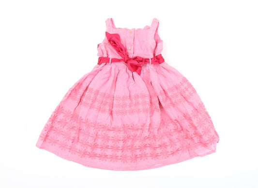 Monsoon Girls Pink Floral Fit & Flare Size 18-24 Months