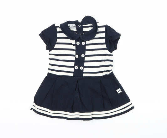 Additional front view of Hublot girls’ blue striped a-line, size 18, months