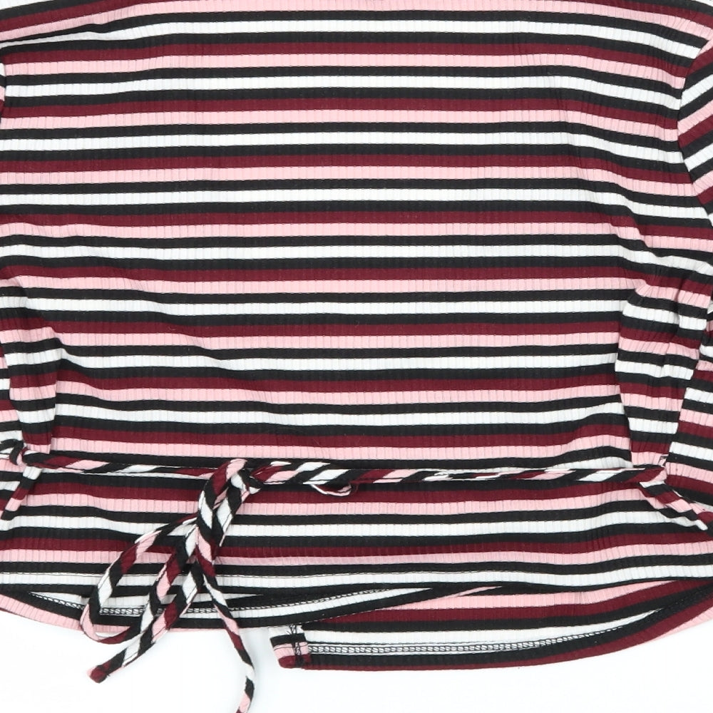 FOREVER 21 Womens Pink Striped Wrap T-Shirt Size S