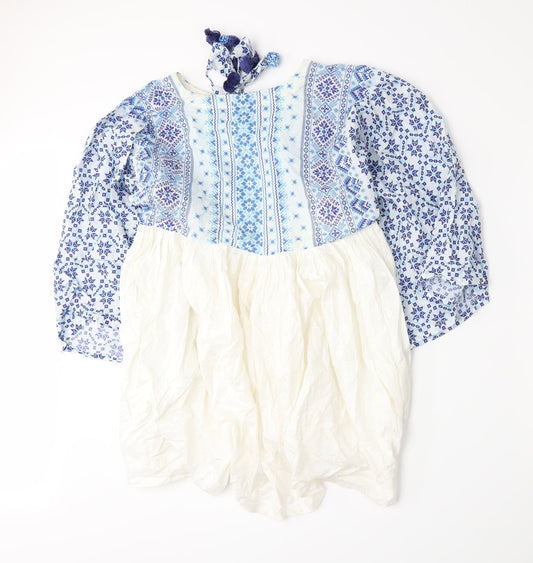 Tarzz Womens Blue Geometric A-Line Size XS