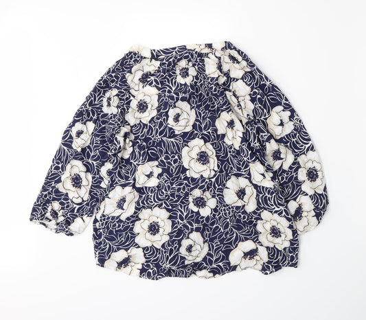 Gap Womens Blue Floral Basic Blouse Size S