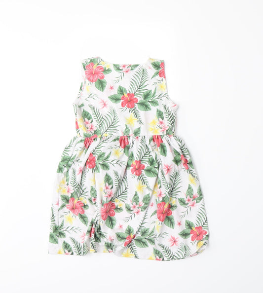Anni Couture Girls White Floral A-Line Size 9 Years