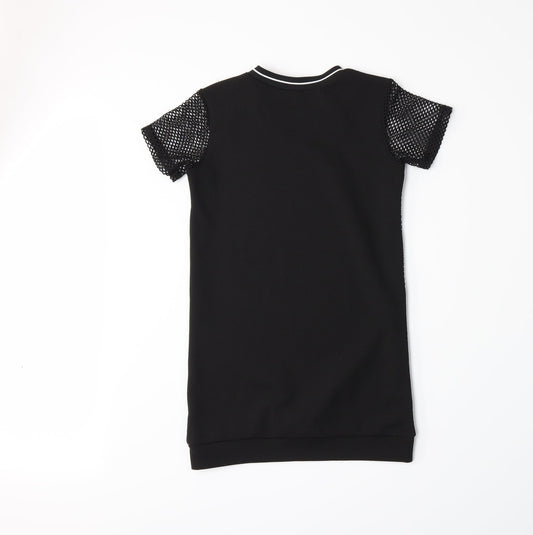 D'lisle Girls Black Floral Basic T-Shirt Size 7 Years