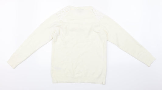 Dorothy Perkins Womens White Knit Pullover Jumper Size 10