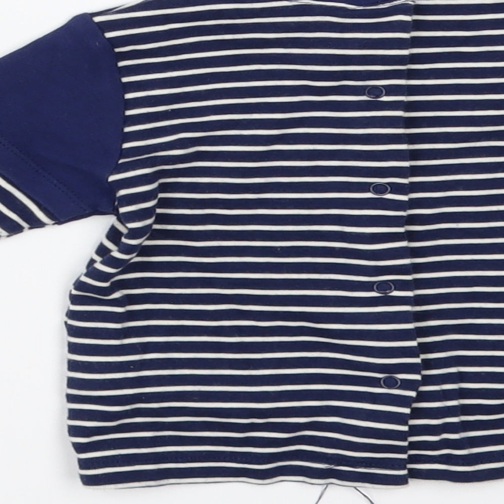 Brand and care label for tuc tuc girls’ blue striped a-line, size 6-9, months